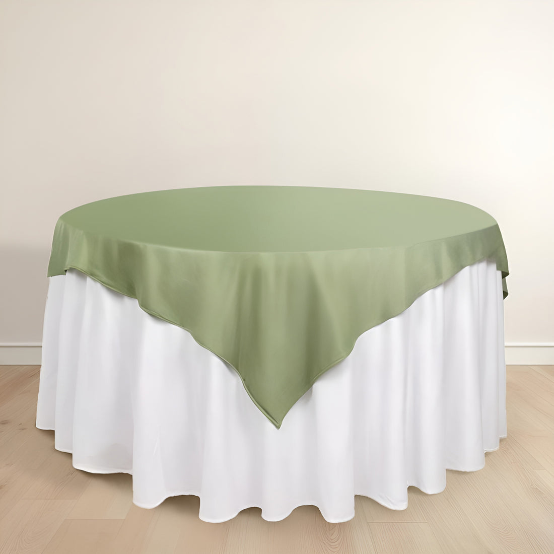 Dusty Sage Green Premium Scuba Square Table Overlay, Polyester Seamless Table Topper