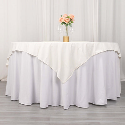 Scuba Square Table Overlay 70"x70" Ivory - Wrinkle Free & Stain Resistant Table Topper