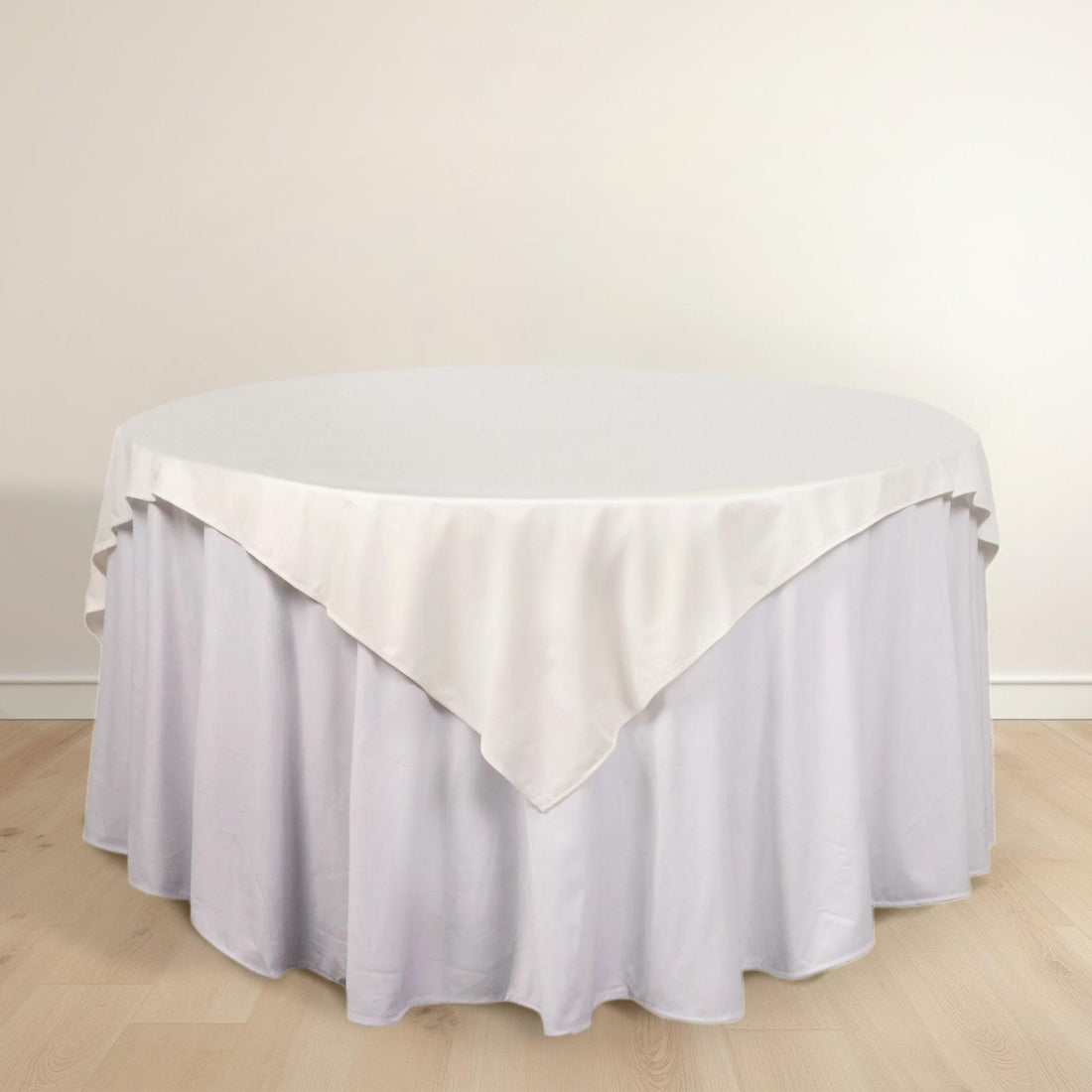 70inch Ivory Premium Scuba Square Table Overlay, Wrinkle Free Polyester Seamless Table Topper