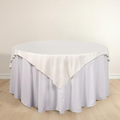 Scuba Square Table Overlay 70"x70" Ivory - Wrinkle Free & Stain Resistant Table Topper