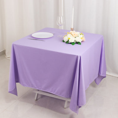 Scuba Square Tablecloth 70"x70" Lavender Lilac - Wrinkle Free Table Cover