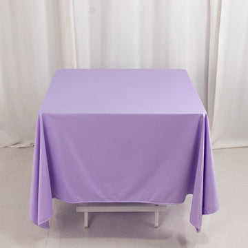 Lavender Premium Scuba Square Tablecloth, Lilac Wrinkle Free Polyester Seamless Tablecloth 70"