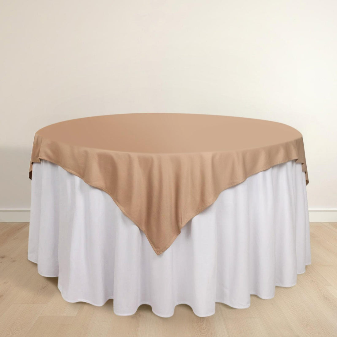 Nude Premium Scuba Square Table Overlay, Wrinkle Free Polyester Seamless Table Topper 70inch