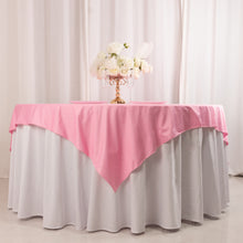 Pink Premium Scuba Square Table Overlay, Wrinkle Free Polyester Seamless Table Topper 70inch