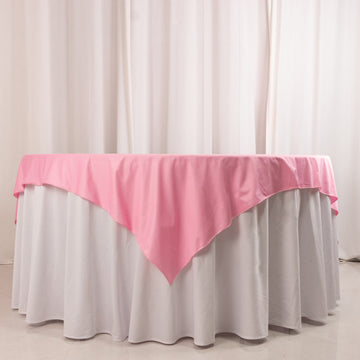 <h3 style="margin-left:0px;"><strong>Pink Premium Scuba Square Table Overlay: Elegance and Practicality in One</strong>