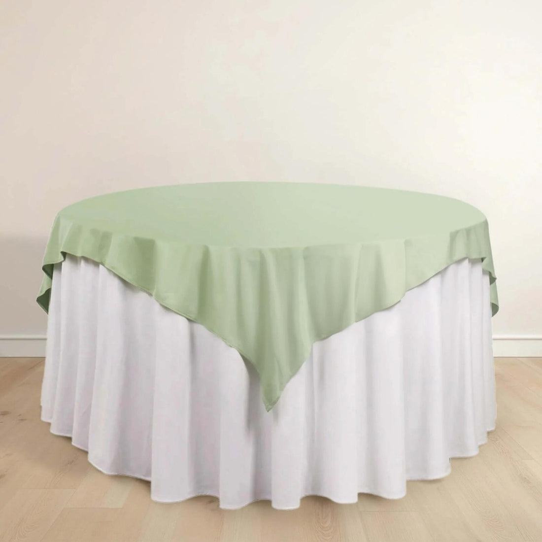 Sage Green Premium Scuba Square Table Overlay, Polyester Seamless Table Topper 70inch