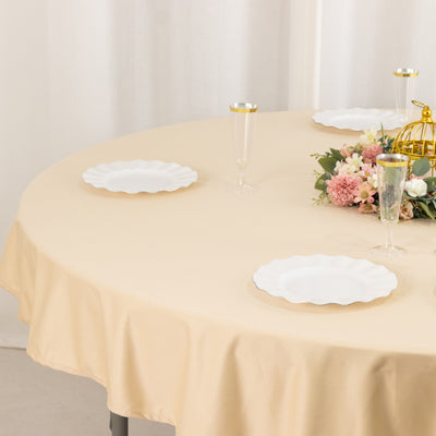 Scuba Round Tablecloth 70" Beige - Wrinkle Free Table Cover