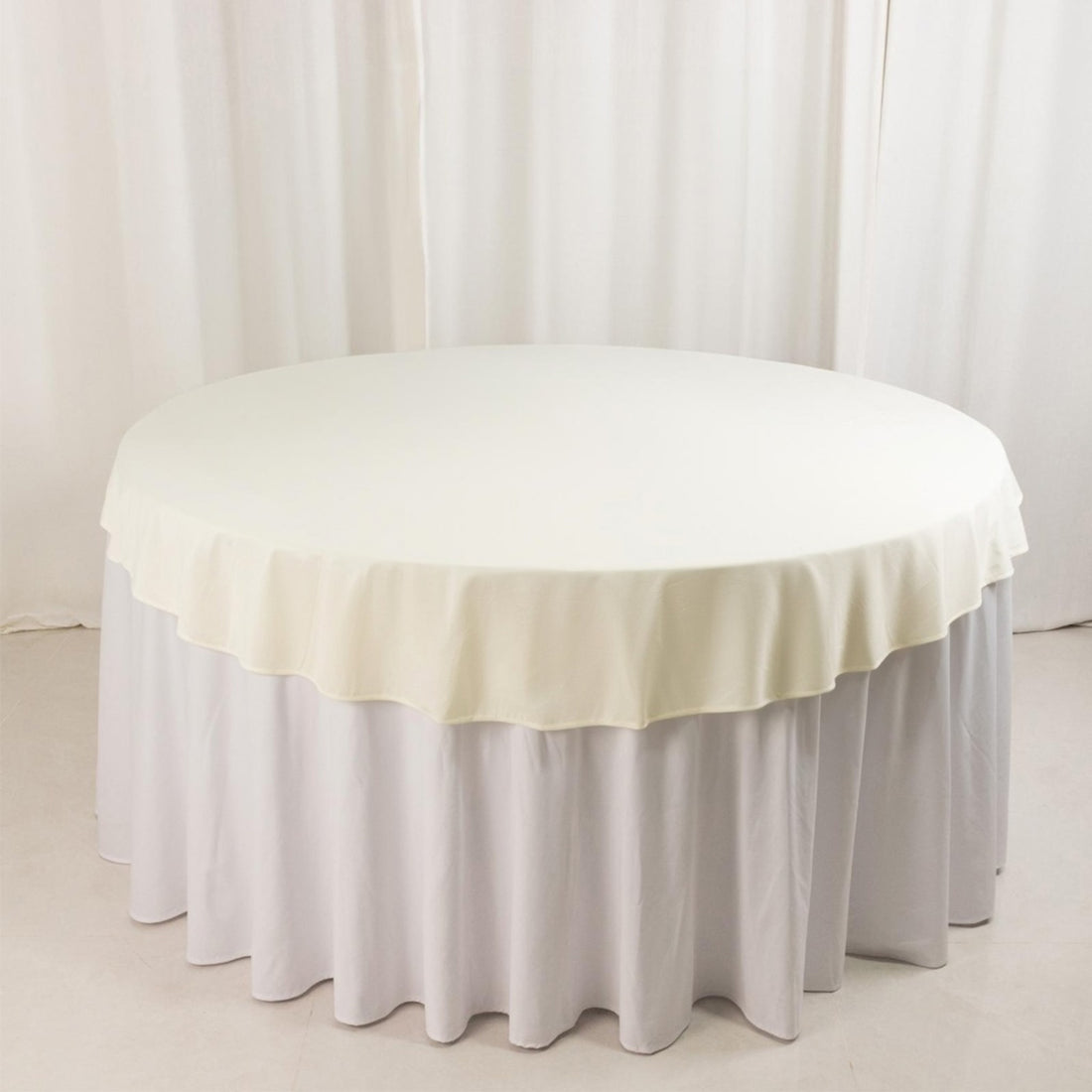 Premium Scuba Round Tablecloth 70" Ivory - Wrinkle Free Table Cover