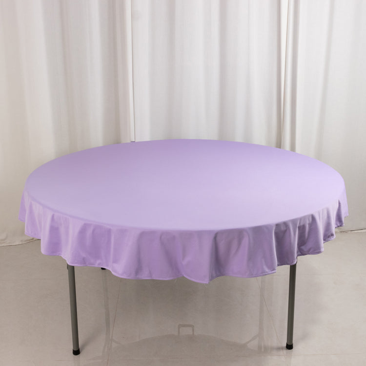 70inch Lavender Premium Scuba Wrinkle Free Round Tablecloth, Lilac Seamless Scuba Polyester