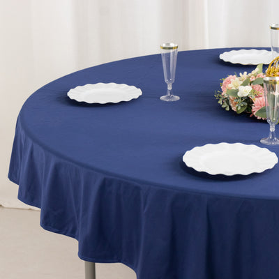 Scuba Round Tablecloth 70" Navy Blue - Wrinkle Free Table Cover