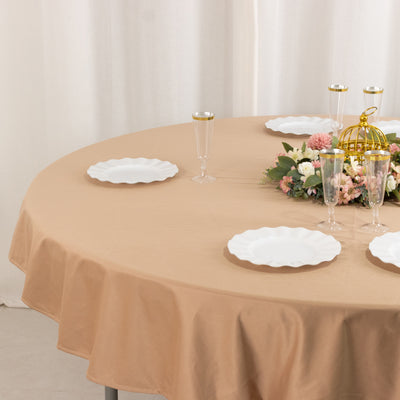 Scuba Round Tablecloth 70" Nude - Wrinkle Free Table Cover