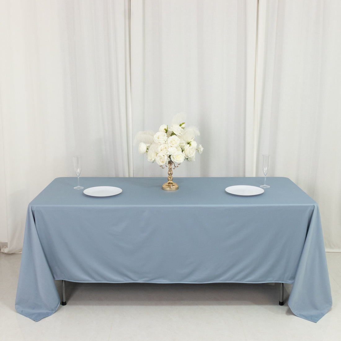 Scuba Rectangular Tablecloth 72x120inch Dusty Blue - Wrinkle Free Table Cover