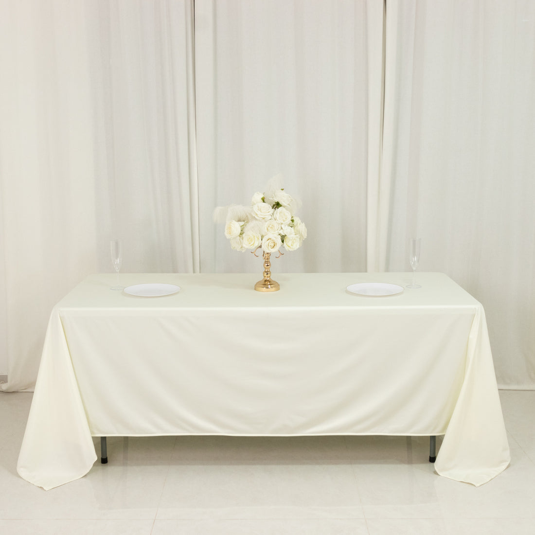 Scuba Rectangular Tablecloth 72x120 Ivory - Wrinkle Free Table Cover