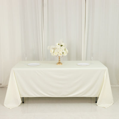 Scuba Rectangular Tablecloth 72"x120" Ivory - Wrinkle Free Table Cover