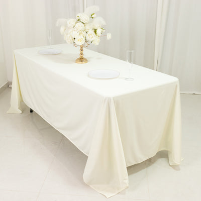 Scuba Rectangular Tablecloth 72"x120" Ivory - Wrinkle Free Table Cover