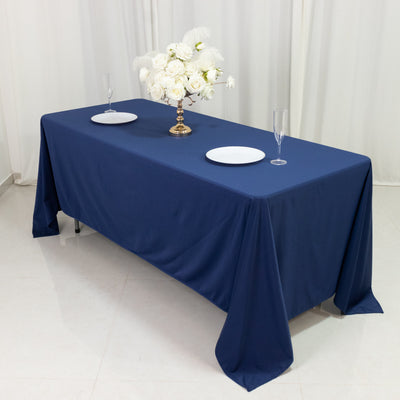 Scuba Rectangular Tablecloth 72"x120" Navy Blue - Wrinkle Free Table Cover