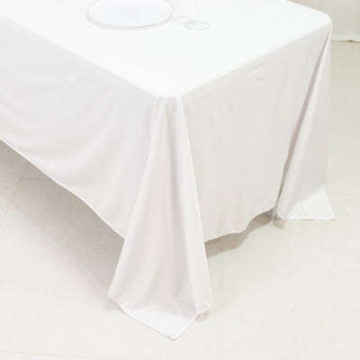 Scuba Rectangular Tablecloth 72"x120" White - Wrinkle Free Table Cover