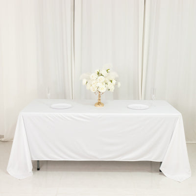 Scuba Rectangular Tablecloth 72"x120" White - Wrinkle Free Table Cover