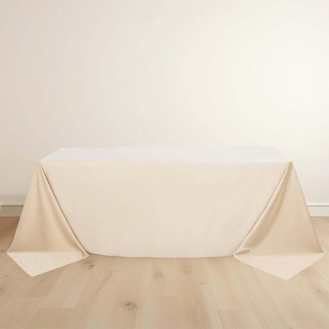 Beige Premium Scuba Rectangular Tablecloth, Wrinkle Free Polyester Seamless Tablecloth - 90x132inch