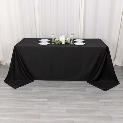 Scuba Rectangular Tablecloth 90"x132" Black - Wrinkle Free, Stain Resistant & Seamless Table Cover