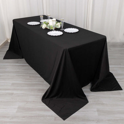 Scuba Rectangular Tablecloth 90"x132" Black - Wrinkle Free, Stain Resistant & Seamless Table Cover