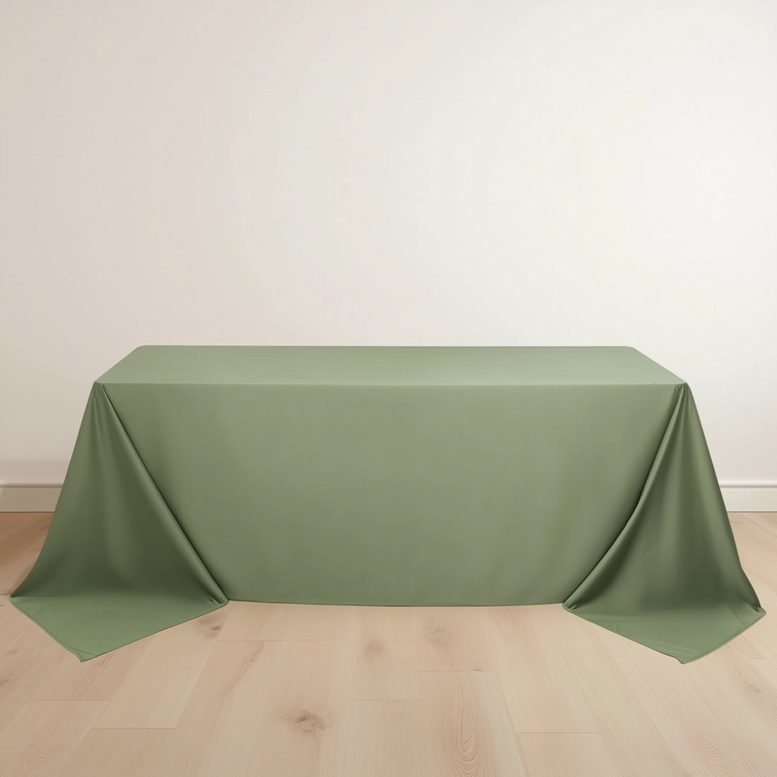 Dusty Sage Green Premium Scuba Rectangular Tablecloth, Wrinkle Free Polyester Seamless Tablecloth