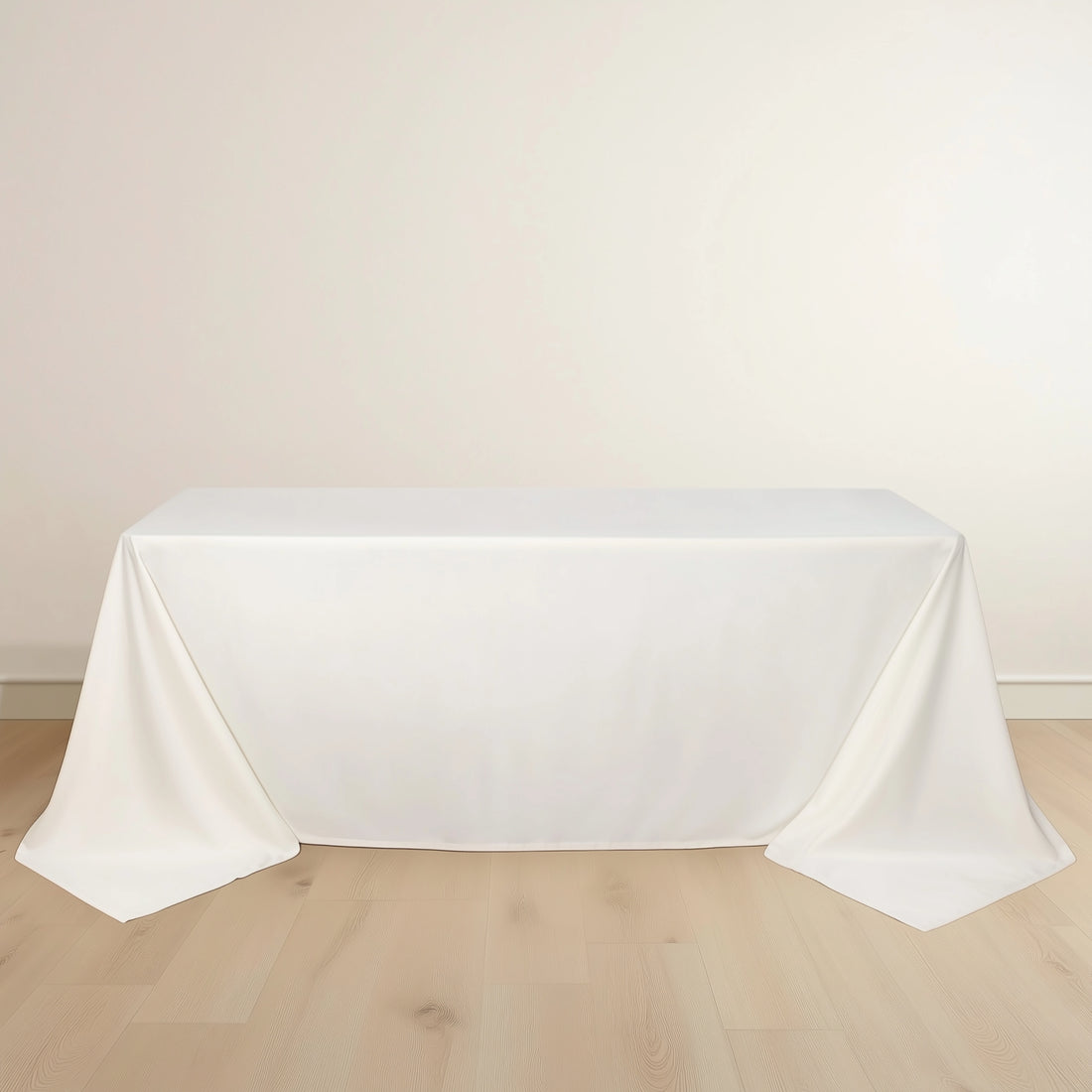 90x132inch Ivory Premium Scuba Rectangular Tablecloth, Wrinkle Free Polyester Seamless