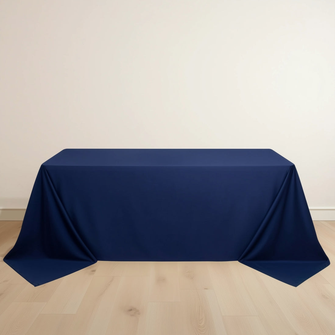 Navy Blue Premium Scuba Rectangular Tablecloth, Wrinkle Free Polyester Seamless Tablecloth