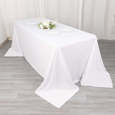 Scuba Rectangular Tablecloth 90"x132" White - Wrinkle Free, Stain Resistant & Seamless Table Cover