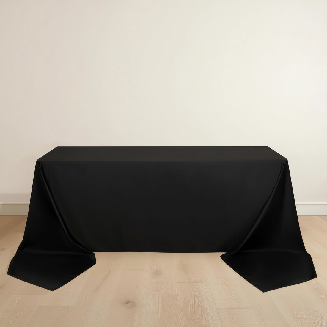 90x156inch Black Premium Scuba Rectangular Tablecloth, Wrinkle Free Polyester Seamless