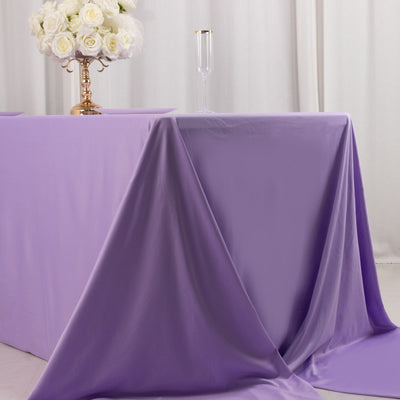 Scuba Rectangular Tablecloth 90"x156" Lavender Lilac - Seamless & Wrinkle Free Table Cover