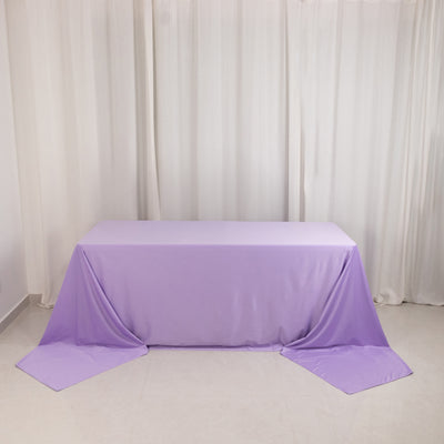Scuba Rectangular Tablecloth 90"x156" Lavender Lilac - Seamless & Wrinkle Free Table Cover