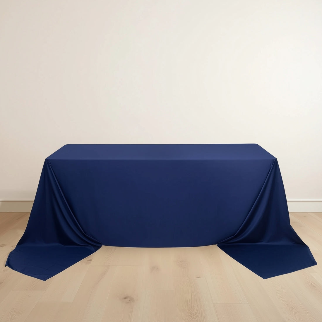 Navy Blue Premium Scuba Rectangular Tablecloth, Wrinkle Free Polyester Tablecloth - 90x156inch