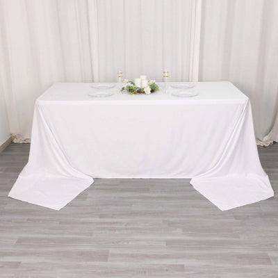 Scuba Rectangular Tablecloth 90"x156" White - Wrinkle Free & Stain Resistant Seamless Table Cover