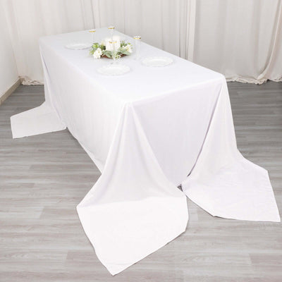 Scuba Rectangular Tablecloth 90"x156" White - Wrinkle Free & Stain Resistant Seamless Table Cover