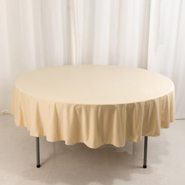 <h3 style="margin-left:0px;"><strong>90" Premium Beige Scuba Round Tablecloth</strong>