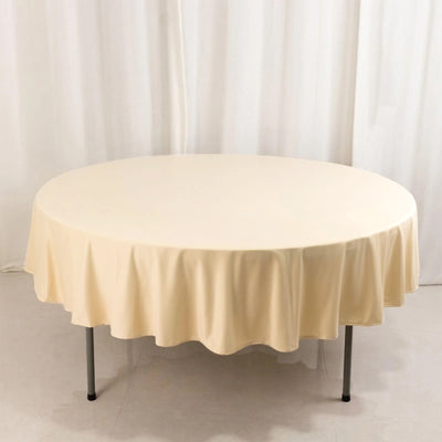 Scuba Round Tablecloth 90" Beige - Wrinkle Free Table Cover