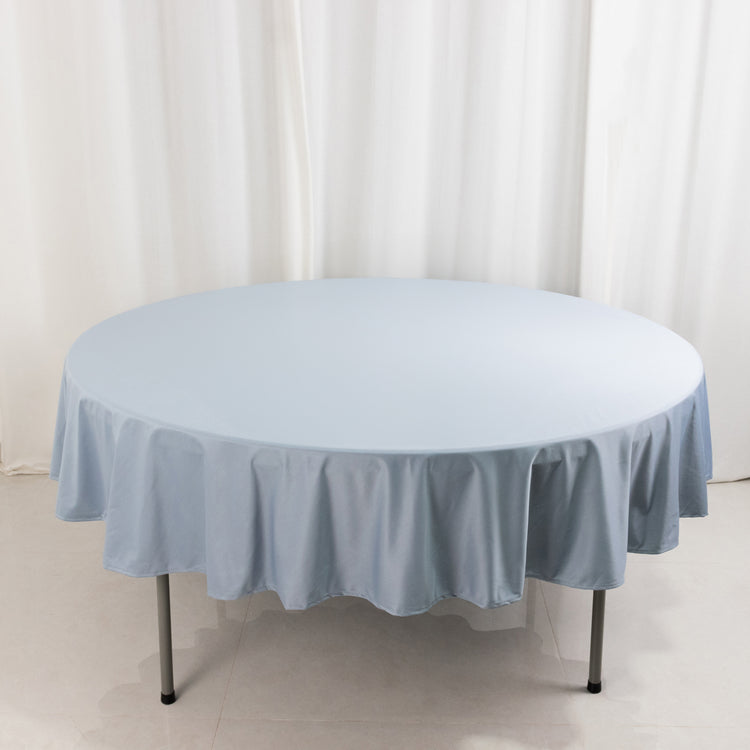 Dusty Blue Premium Scuba Round Tablecloth, Wrinkle Free Polyester Seamless Tablecloth - 90inch