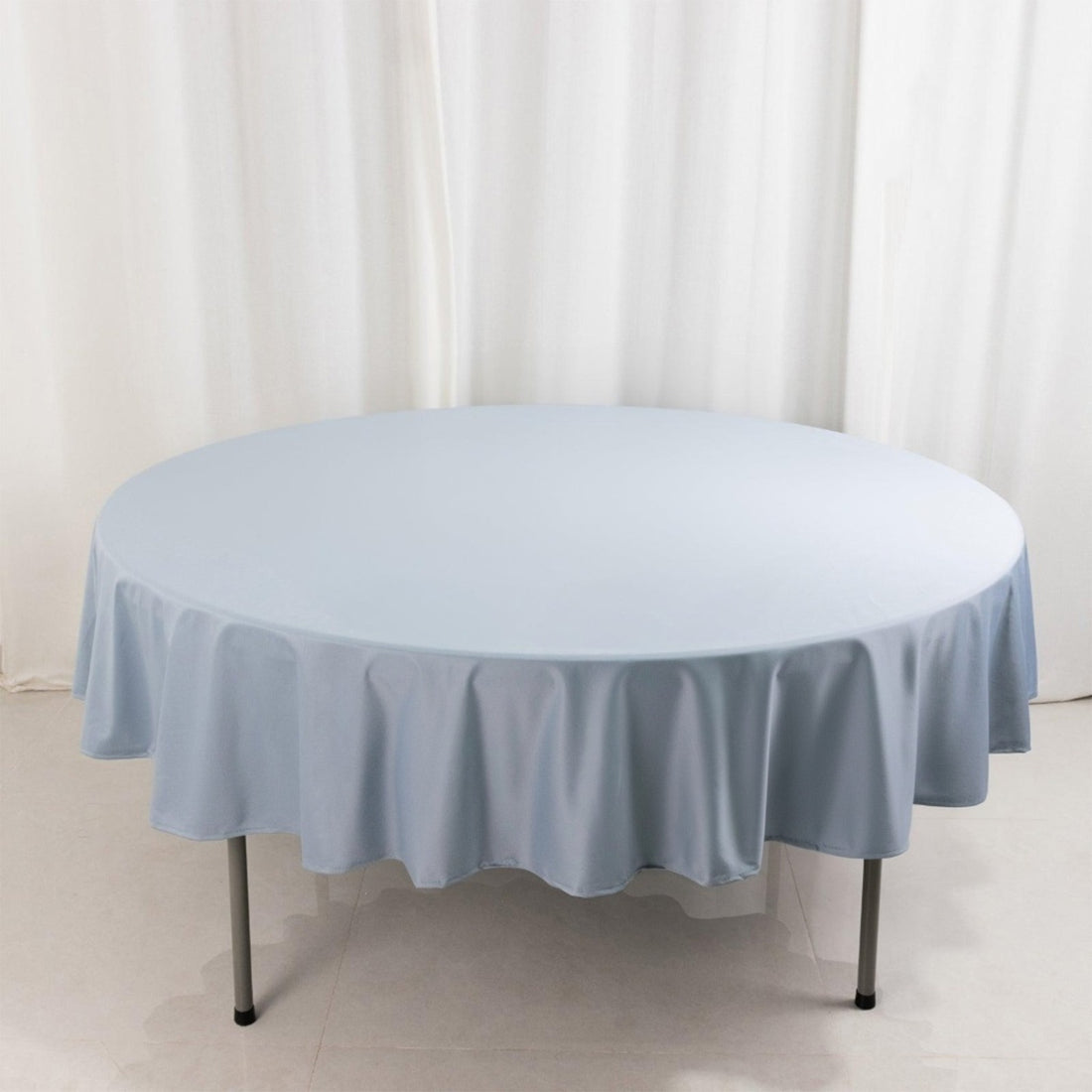 Dusty Blue Premium Scuba Round Tablecloth, Wrinkle Free Polyester Seamless Tablecloth - 90inch