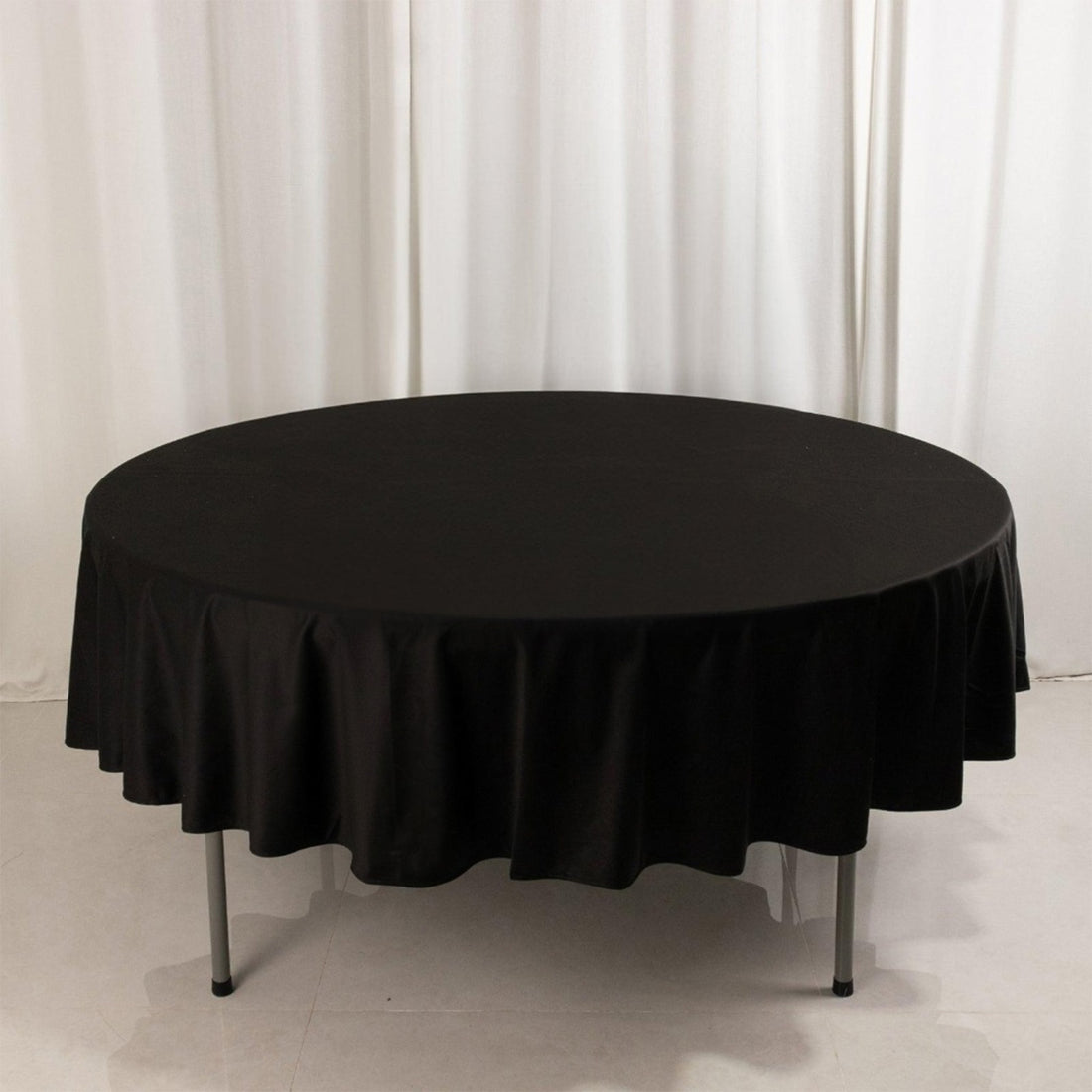 Black Premium Scuba Round Tablecloth, Wrinkle Free Polyester Seamless Tablecloth - 90inch