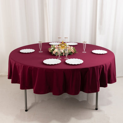 Scuba Round Tablecloth 90" Burgundy - Wrinkle Free Table Cover