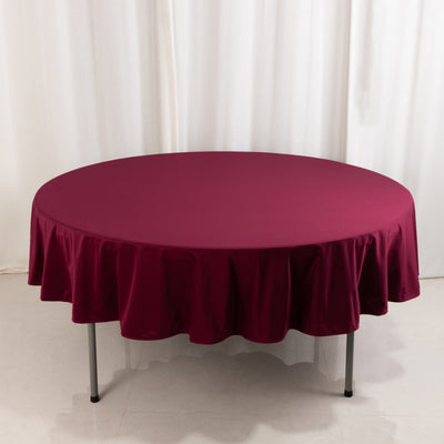 Scuba Round Tablecloth 90" Burgundy - Wrinkle Free Table Cover
