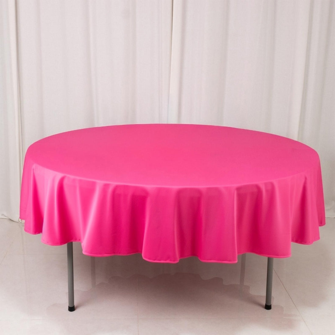 Scuba Round Tablecloth 90inch Fuchsia - Wrinkle Free Table Cover