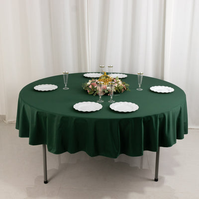 Scuba Round Tablecloth 90" Hunter Emerald Green - Wrinkle Free Table Cover