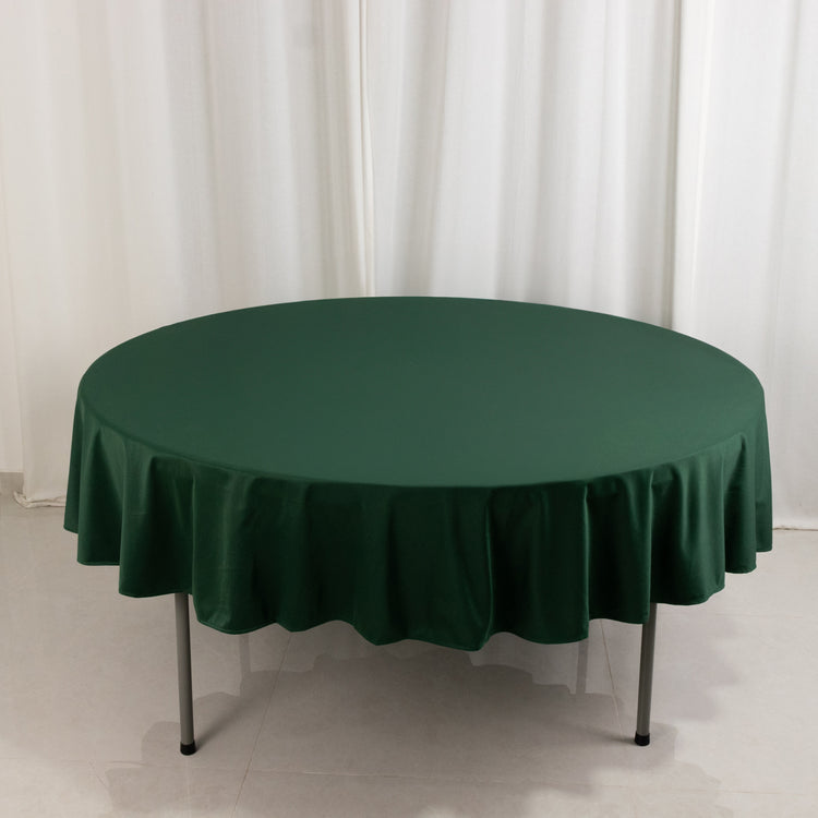 Hunter Emerald Green Premium Scuba Round Tablecloth, Wrinkle Free Polyester Seamless - 90inch