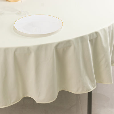 Scuba Round Tablecloth 90" Ivory - Wrinkle Free Table Cover