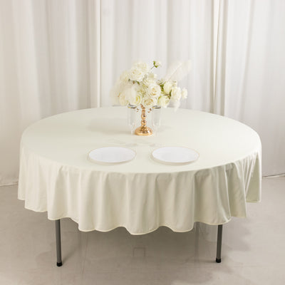 Scuba Round Tablecloth 90" Ivory - Wrinkle Free Table Cover