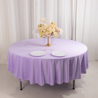 Scuba Round Tablecloth 90" Lavender Lilac - Wrinkle Free Table Cover
