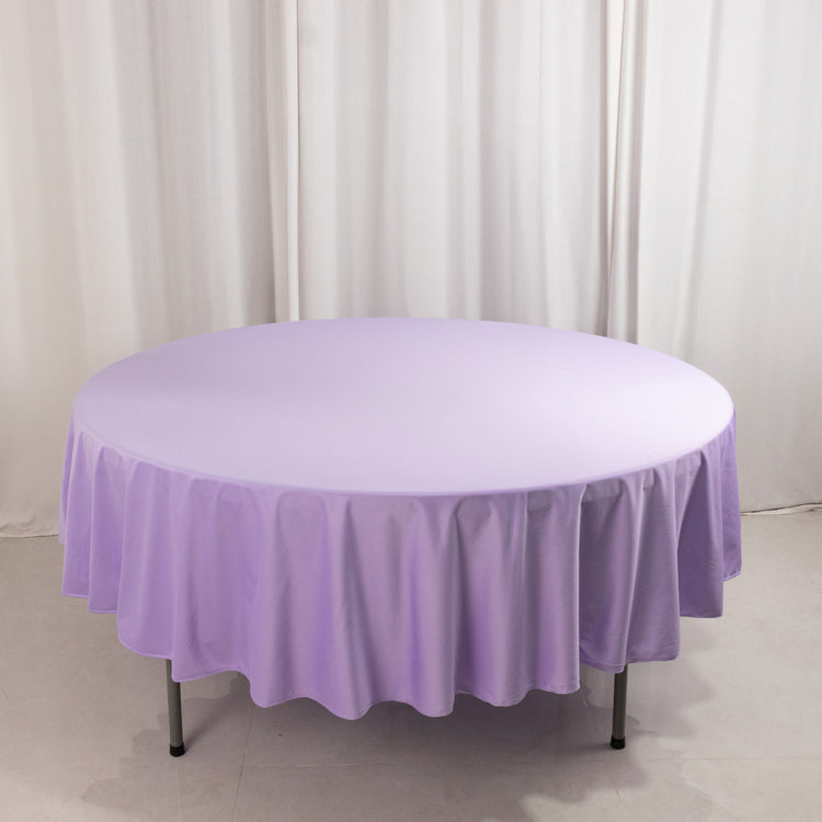 Lavender Premium Scuba Round Tablecloth, Lilac Wrinkle Free Polyester Seamless Tablecloth - 90inch