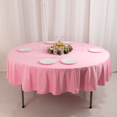 Scuba Round Tablecloth 90" Pink - Wrinkle Free Table Cover